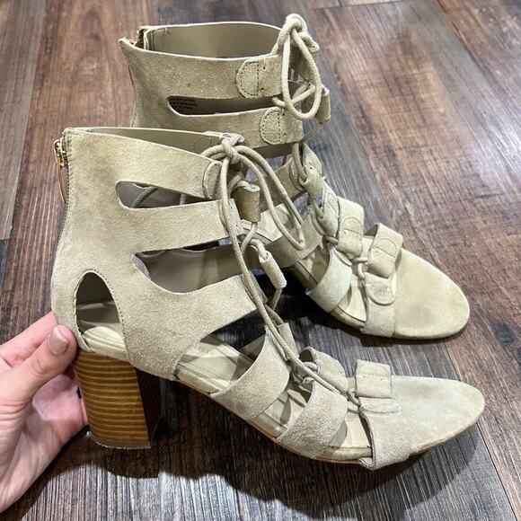 Marc Fisher Women's Tan Open Toe Beige Heel Sandals - Picture 2 of 4